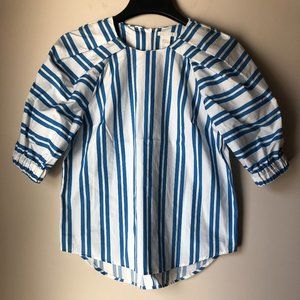 H&M Blue and White Blouse Elegant Top